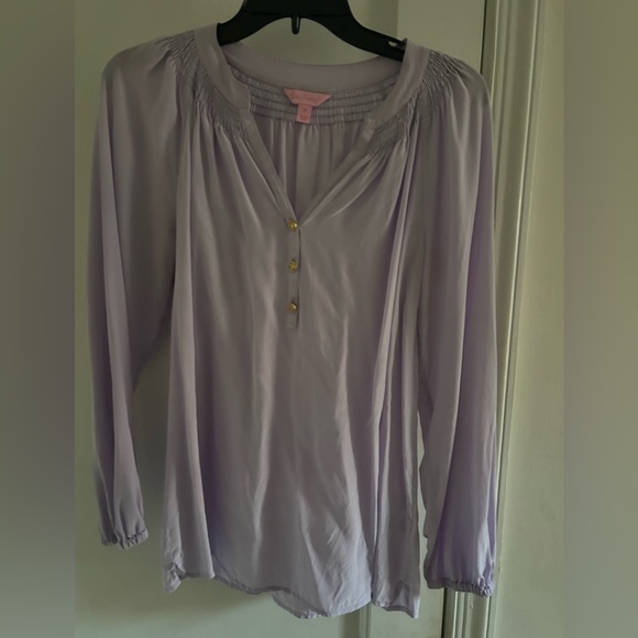 Lilly Pulitzer Elsa Silk Blouse- Size Medium- Color Lavender- EUC - Picture 12 of 12